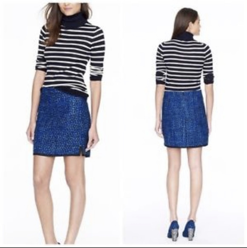 J Crew Postage Stamp Indigo Tweed Pencil Skirt 6